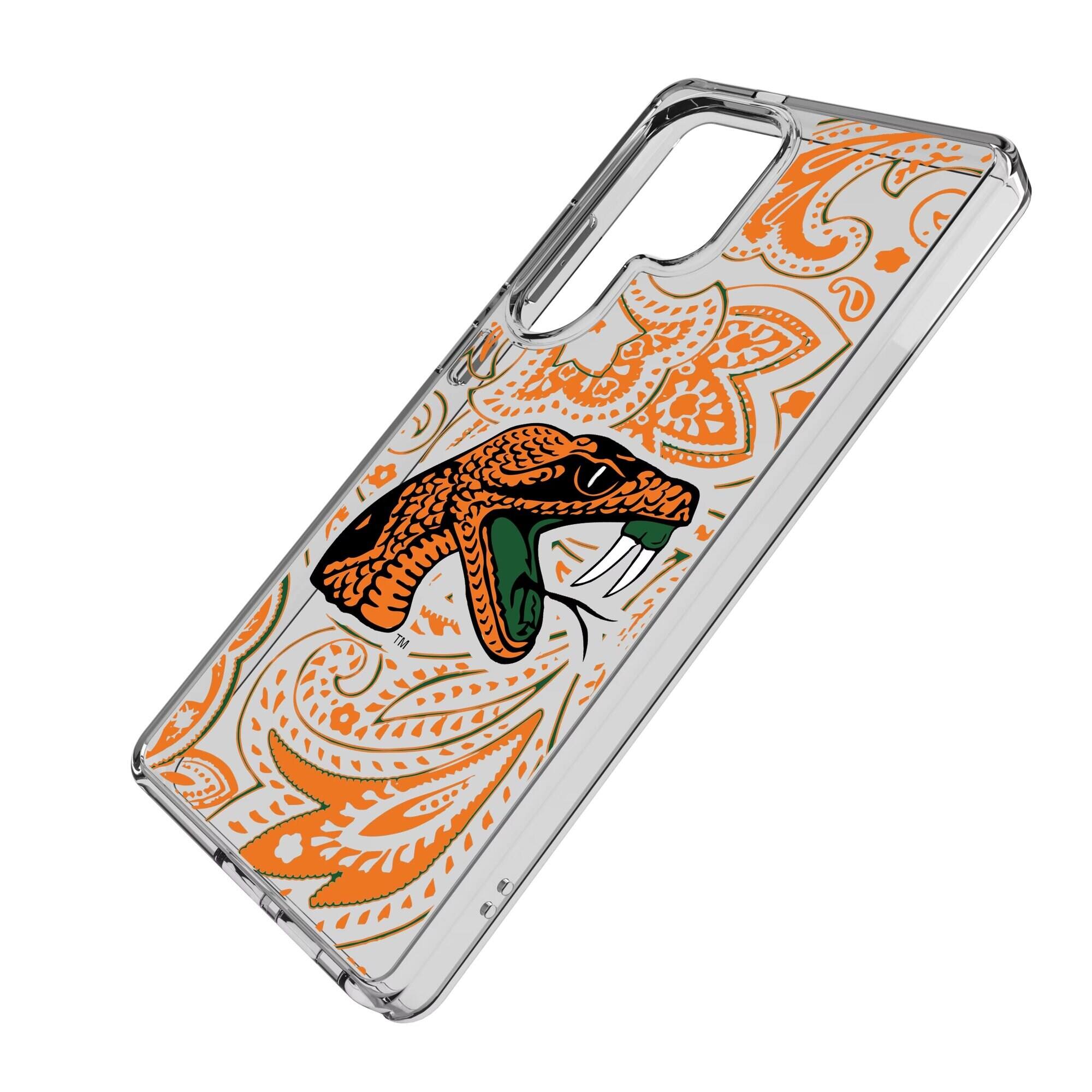 Alt View 1. Keyscaper - Florida A&M Rattlers Paisley Galaxy Clear Case - S24 Ultra - Multicolor.
