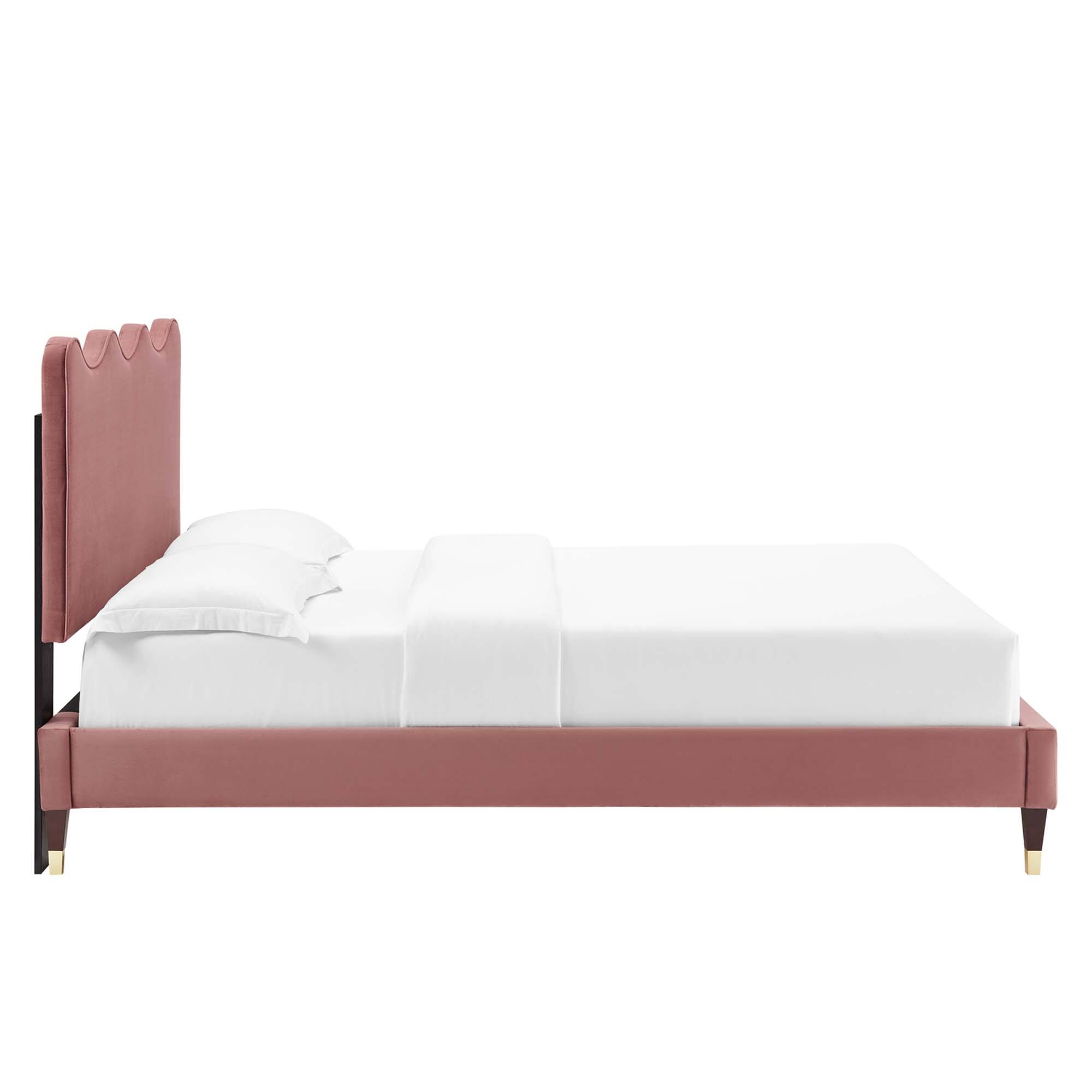 Alt View 8. Modway - Current Performance Velvet Queen Platform Bed - Red.