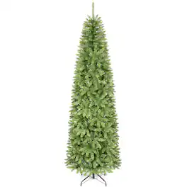 Costway - 7.5 FT Artificial Pencil Christmas Tree with 1075 Lush Branch Tips & Metal Stand - Green