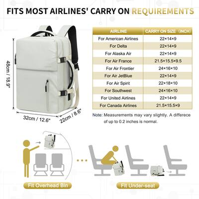 Unique Bargains Lay Flat Carry on Travel Backpack, 30L Airline Approved, Fits 16" Laptop, USB C & USB A, Water Resistant Beige s26030600ux1638 - Best Buy Unique Bargains Lay Flat Carry on Travel Backpack, 30L Airline Approved, Fits 16" Laptop, USB C & USB A, Water Resistant Beige s26030600ux1638 - Best Buy