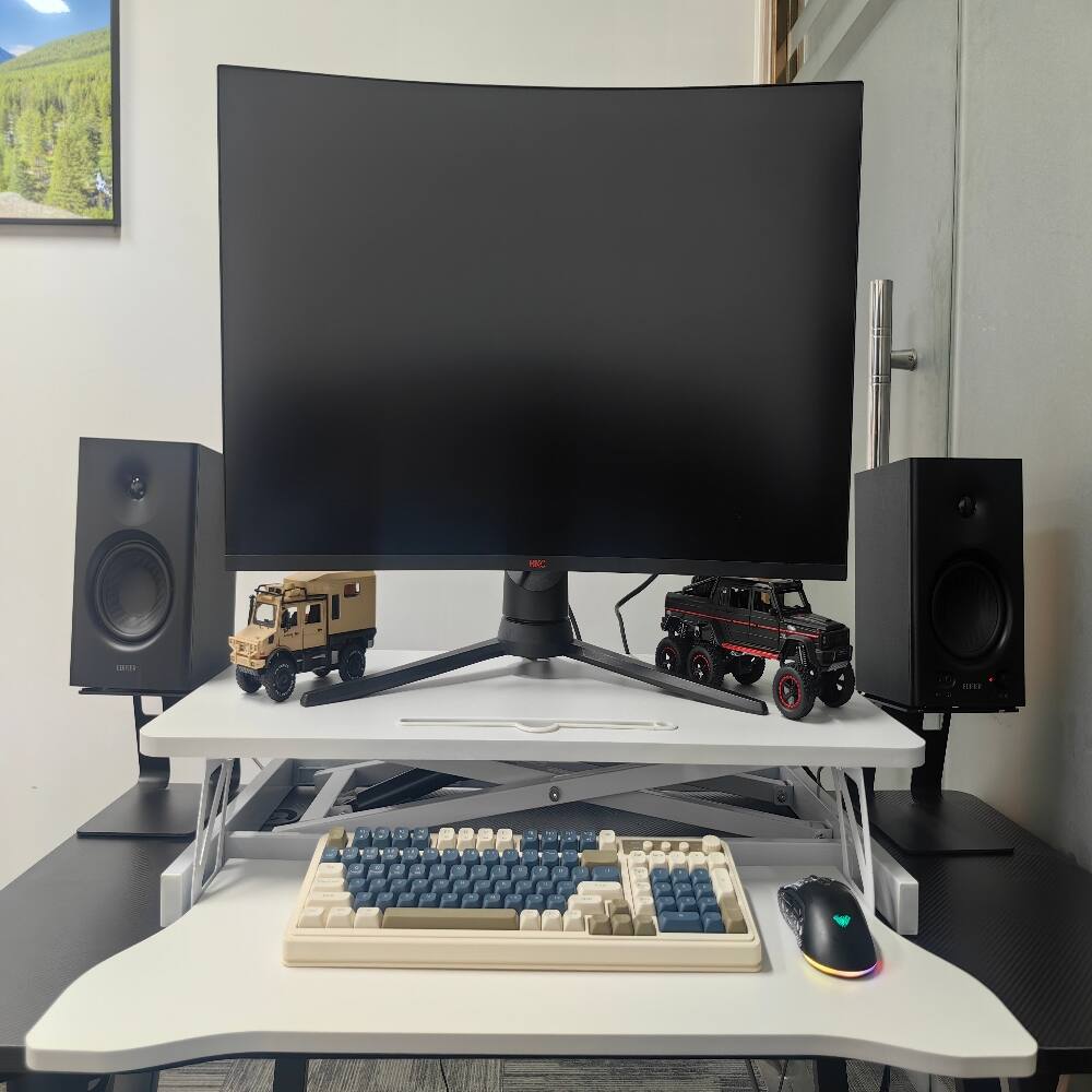 Alt View 8. Loheer - Loheer 32 Inch Desk Converter White Height Adjustable Sit to Stand Riser Dual Monitor Workstation - White.