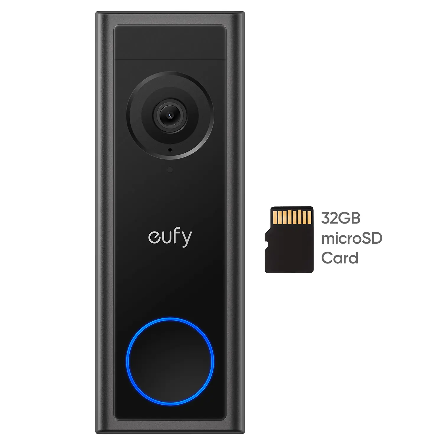 eufy - Smart Wi-Fi C30 2K Wireless Video Doorbell with 32GB MicroSD Card - Black