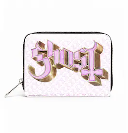 PopMarket - Ghost - Rocksax - Ghost - Pink Logo - Bi-Fold Zipped Wallet/Purse (White & Pink) - Multicolor