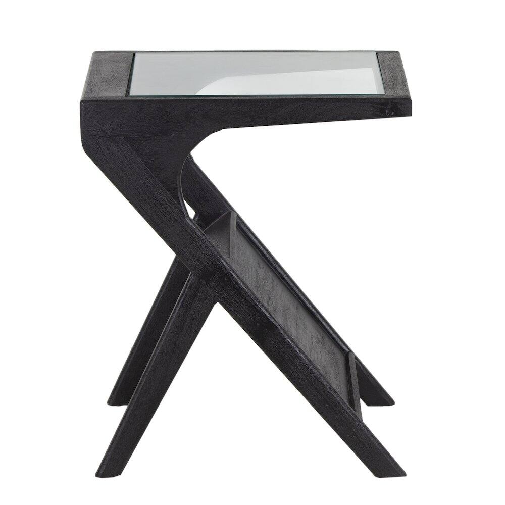 Back. Porter Designs - Canberra Solid Mango Wood End Table - Black.