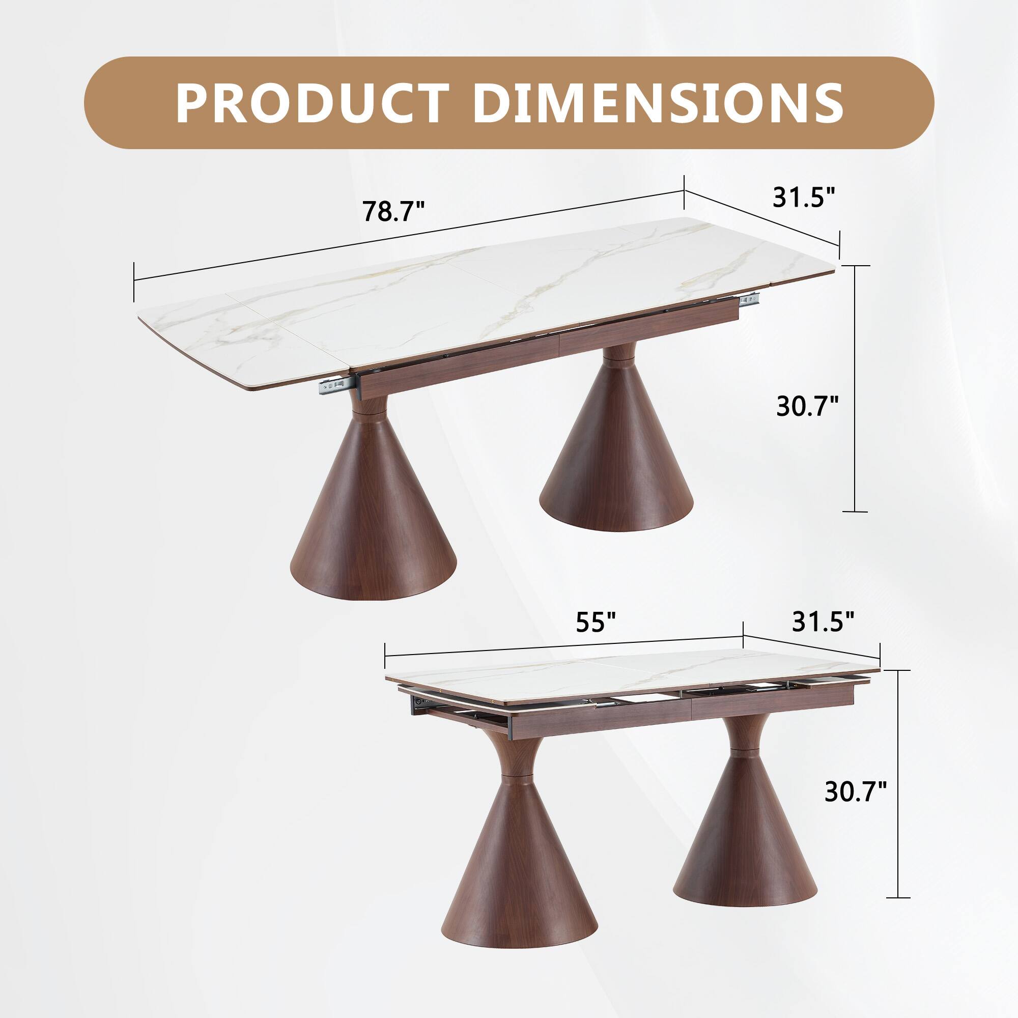 PRODUCT DIMENSIONS

78.7" x 31.5" x 30.7"  
55" x 31.5" x 30.7"