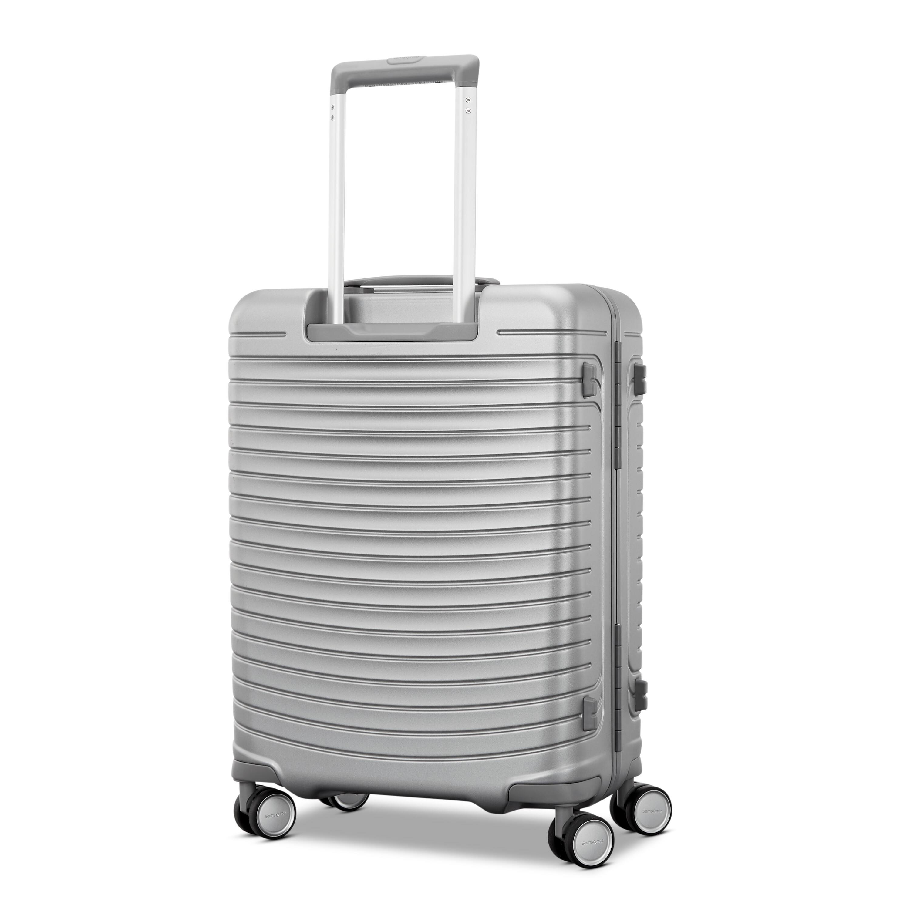 Angle. Samsonite - Framelock Max Large Spinner Suitcase - Glacial Silver.