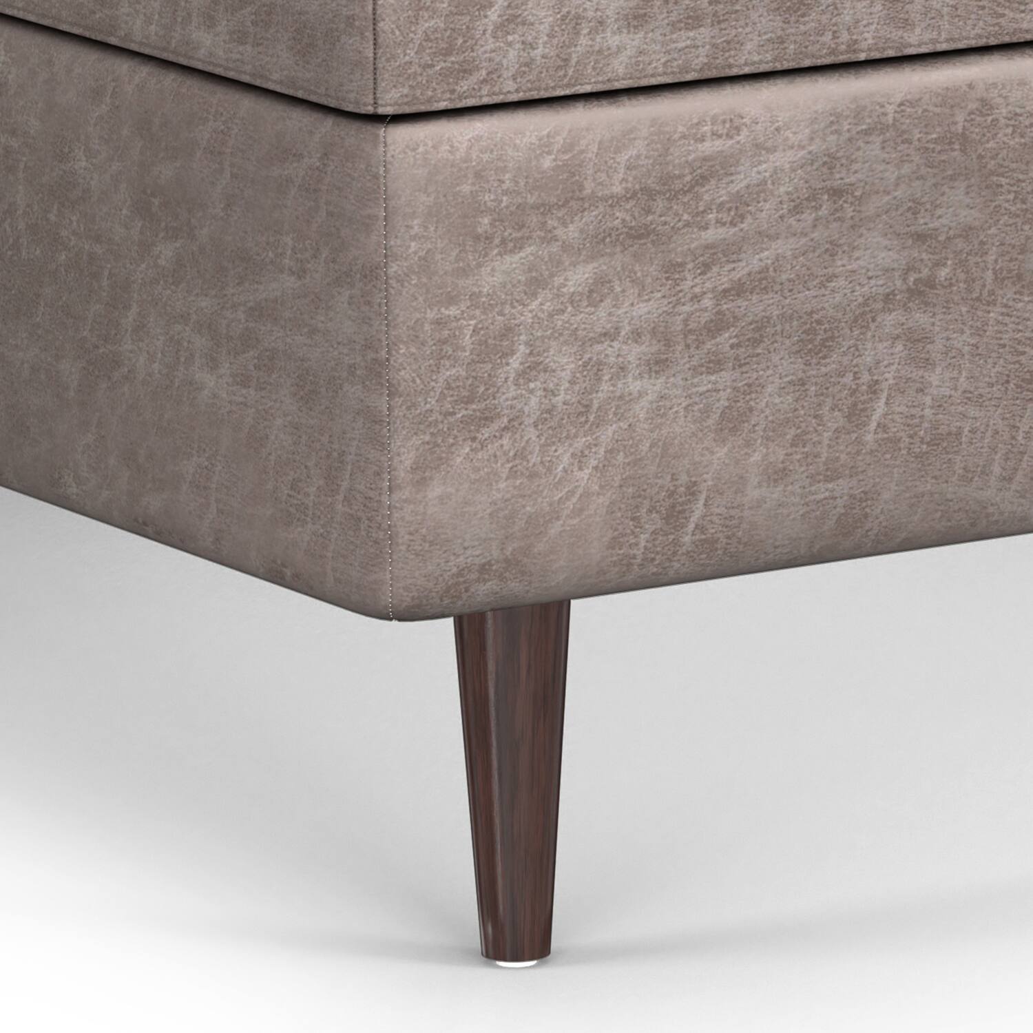 Alt View 6. Simpli Home - Shay 38 inch Wide Mid Century Modern Large Storage Ottoman in Distressed Grey Taupe Vegan Faux Leather, Assembled - Distressed Grey Taupe.