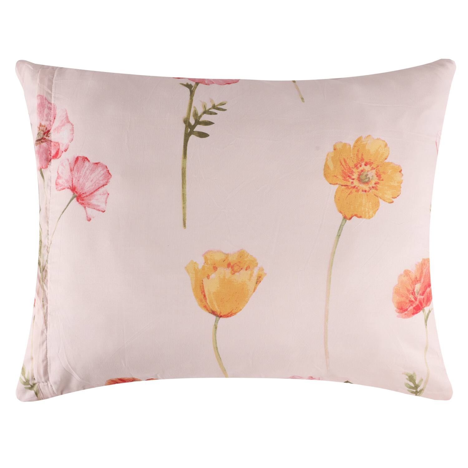 Left. Greenland Home Fashions - Greenland Home Fashions 100% Brushed Microfiber Breeze Sham Standard Blush - Blush.