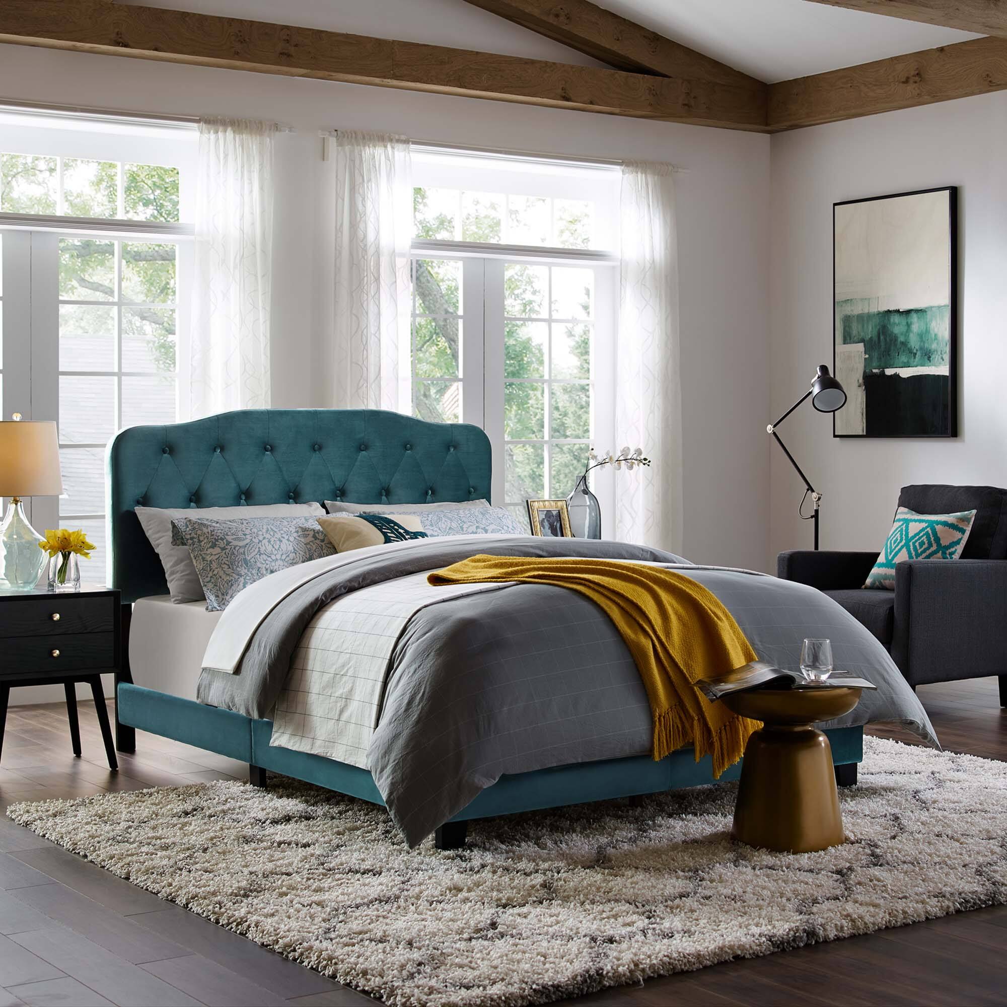 Alt View 2. Modway - Loryn Vinyl Full Bed Frame with Round Splayed Legs - White.