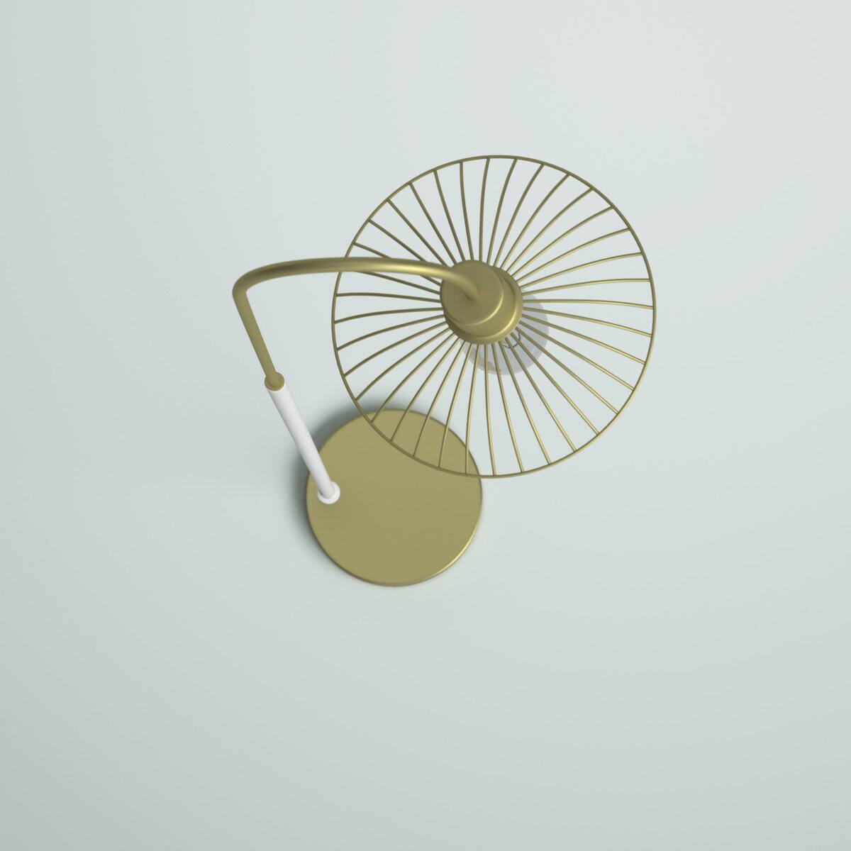 Alt View 3. MOOSOO - 64.25" In Industrial Pendant Cage Satin Matte Gold/White Metal Floor Lamp - Gold.