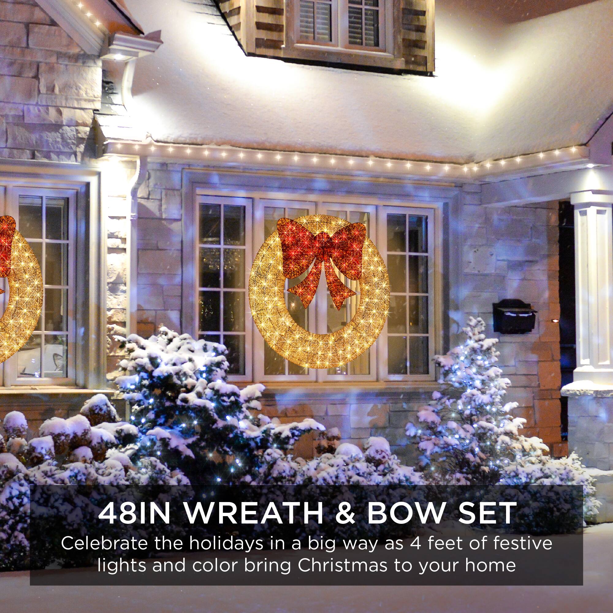 48IN WREATH & BOW SET

Celebrate the holidays in a big way as 4 feet of festive lights and color bring Christmas to your home