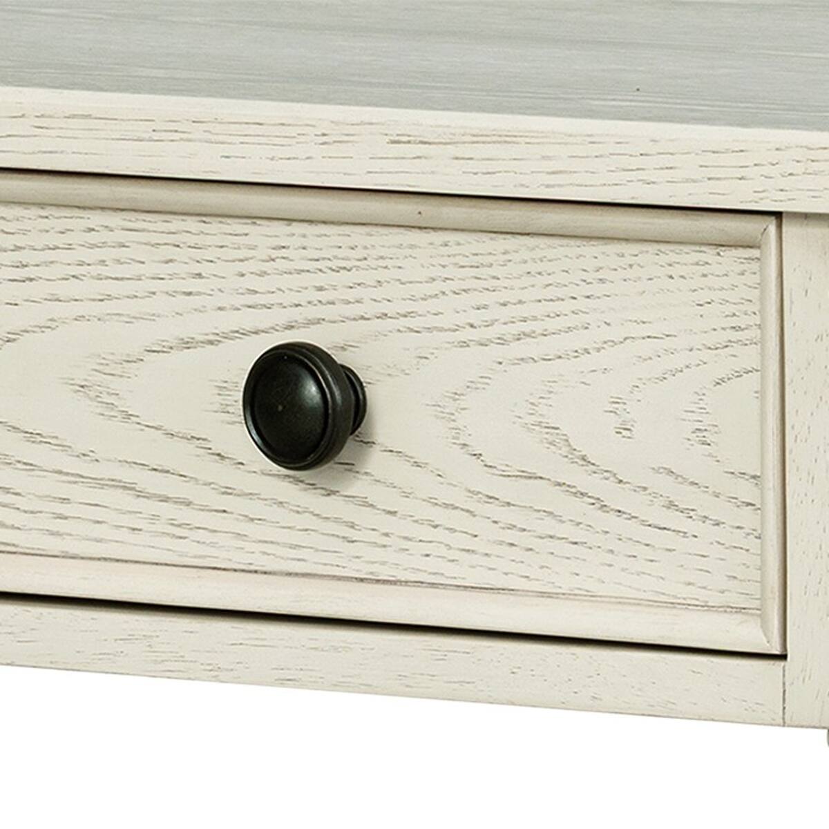 Angle. Loheer - Loheer Large Antique Cream Nightstand with Drawer and Open Shelf, 32 Inch Wide - Antique Cream.