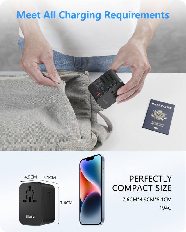 Meet All Charging Requirements

LENCENT

PASSPORT
United States of America

4.9CM 5.1CM
PERFECTLY COMPACT SIZE
7.6CM
7.6CM*4.9CM*5.1CM 194G

LENCENT