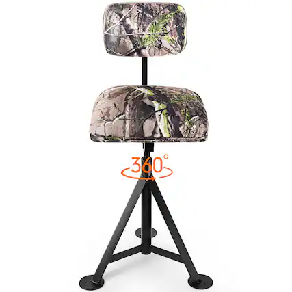 Front. Gymax - Gymax Swivel Hunting Chair Tripod Blind Stool w/ Detachable Backrest Outdoor Camping - Colorful.