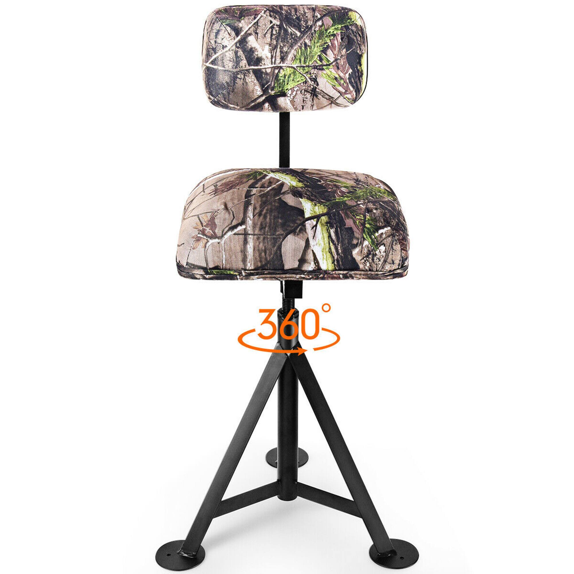 Front. Gymax - Gymax Swivel Hunting Chair Tripod Blind Stool w/ Detachable Backrest Outdoor Camping - Colorful.