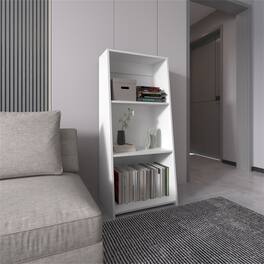 HTUTWOO - Bookcase 47" H - Modern 3-Shelf Engineered Wood Storage Display Shelf, Compact FSC Certified Bookshelf for Small Spaces - White