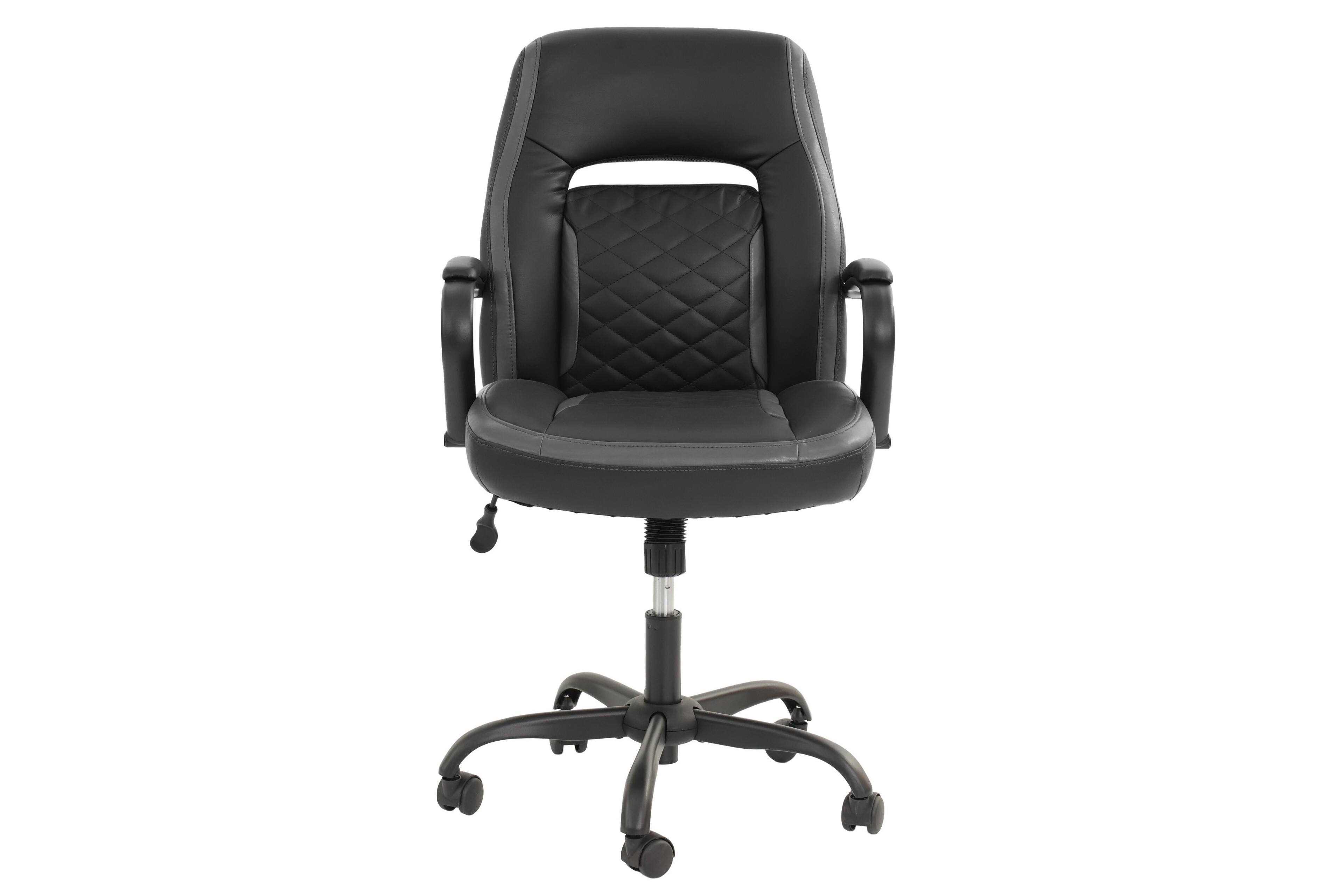Back. Spaco - Spaco Faux Leather Executive Office Chairs Unique Design Ergonomic Design Casters Plush Padded Chair with Arms - Black+Grey.