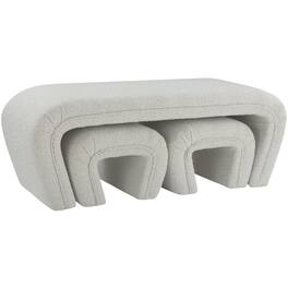 Meridian Furniture - Odelia Cream Boucle Fabric Bench - Beige