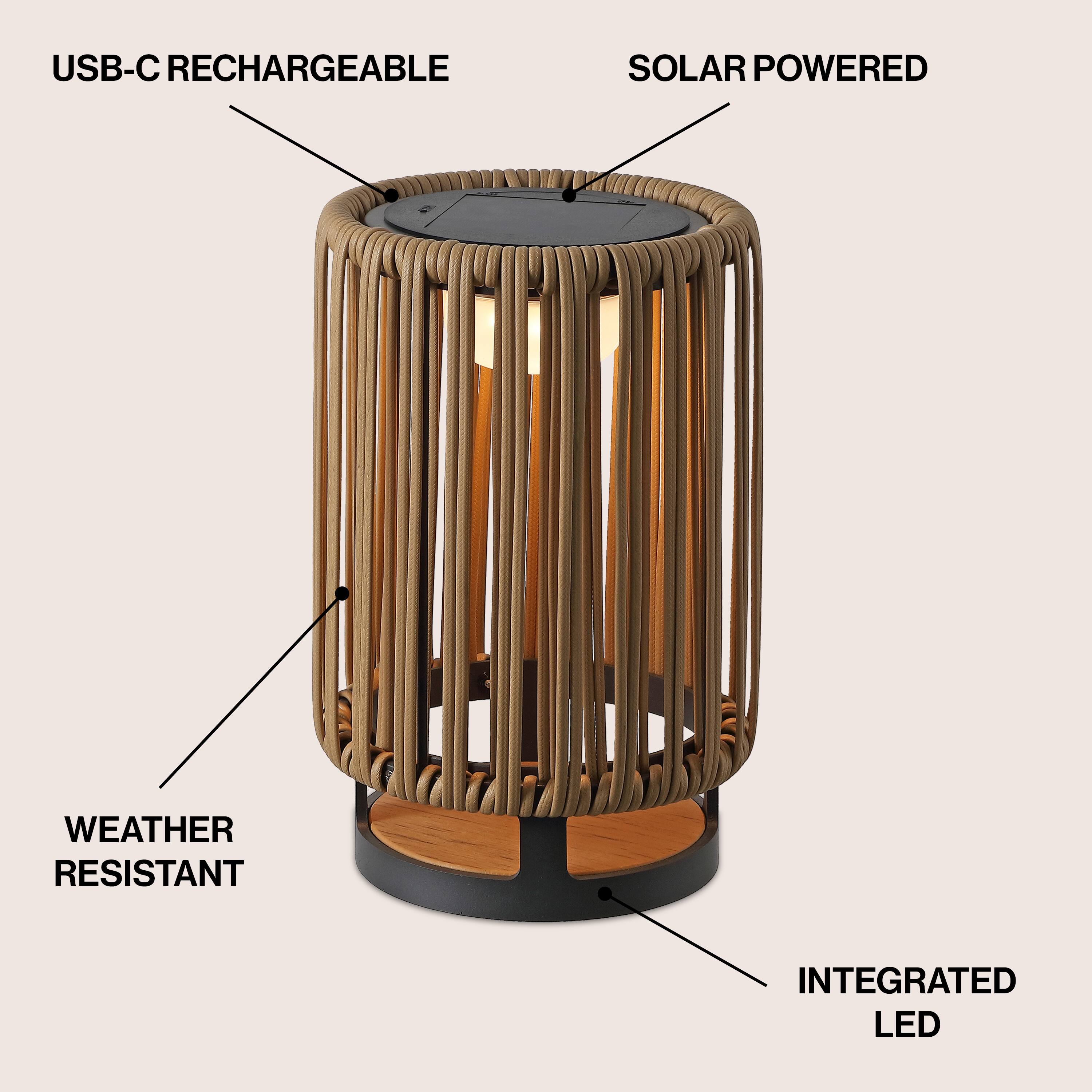 USB-C Rechargeable Solar Powered Weather Resistant Integrated LED