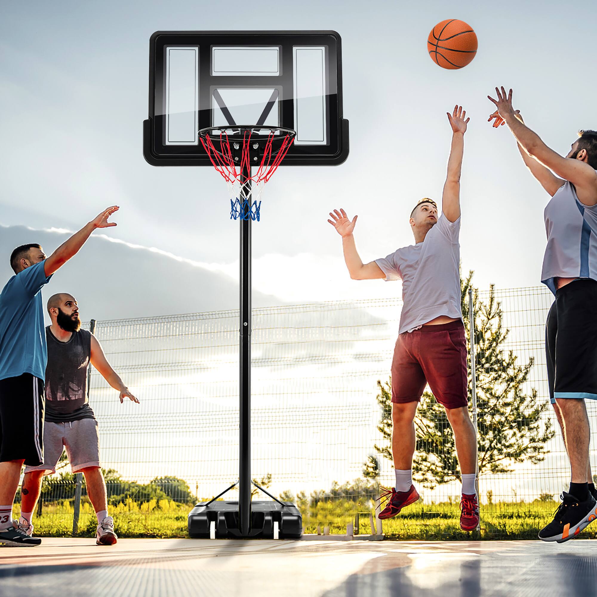 Alt View 3. Costway - Costway 4.25-10FT Portable Adjustable Basketball Hoop System with 44" Backboard 2 Nets - Black.