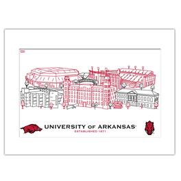 Indigo Falls - Arkansas Razorbacks 11" x 14" Matted Campus Wall Art Collage - Multicolor