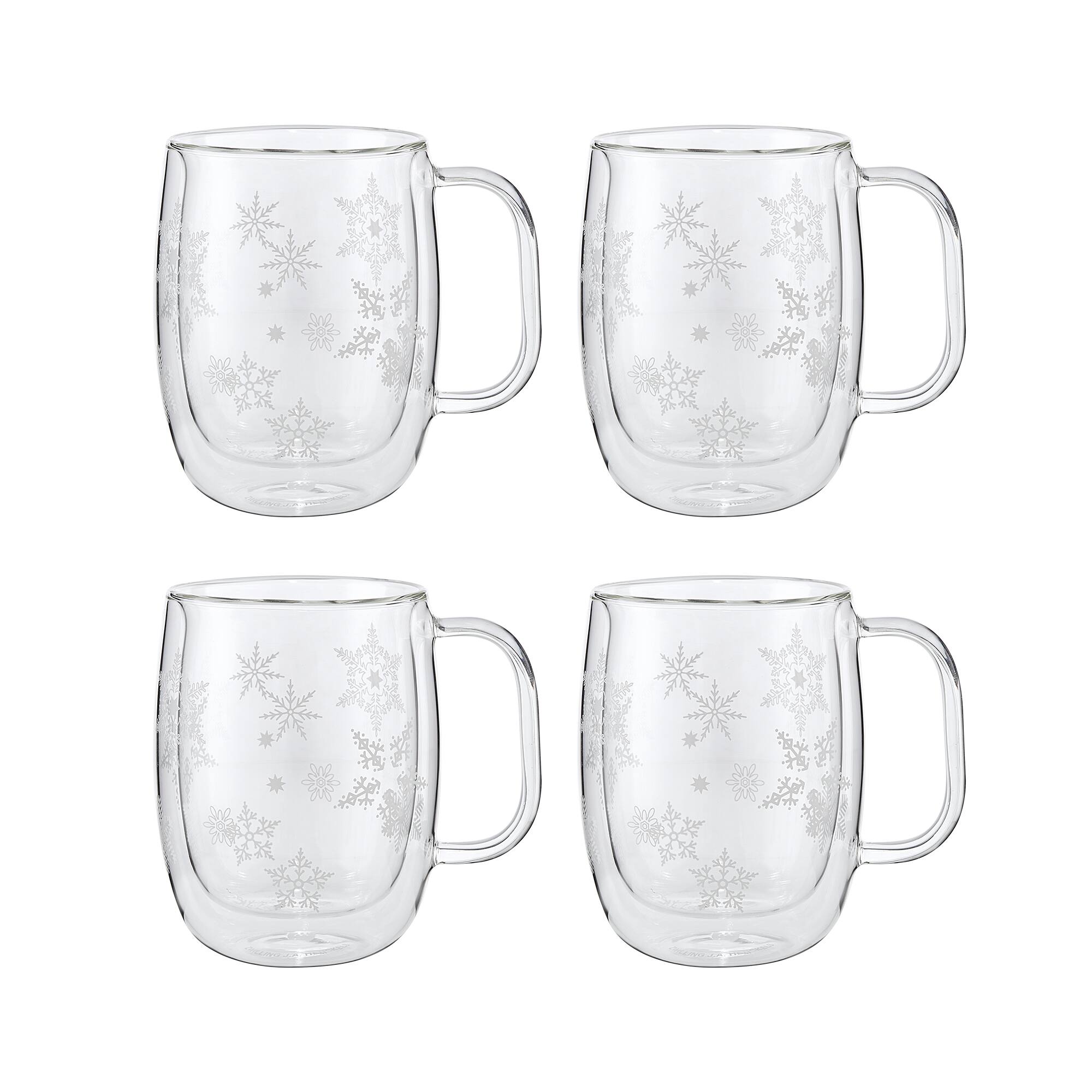 Alt View 4. ZWILLING - ZWILLING Sorrento Double Wall Glass Snowflake Coffee Mugs, Set of 4, 12oz. Each - Clear.