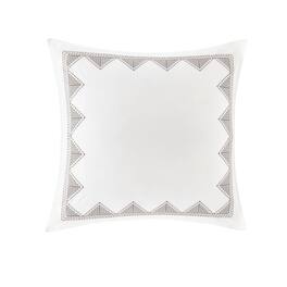 Gracie Mills - Leo Geometric Embroidered Cotton Euro Sham - White