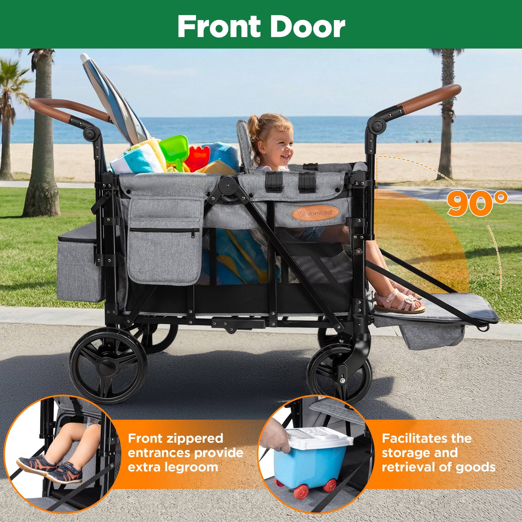 Front Door

Vomeast

90°

Front zippered entrances provide extra legroom

Facilitates the storage and retrieval of goods