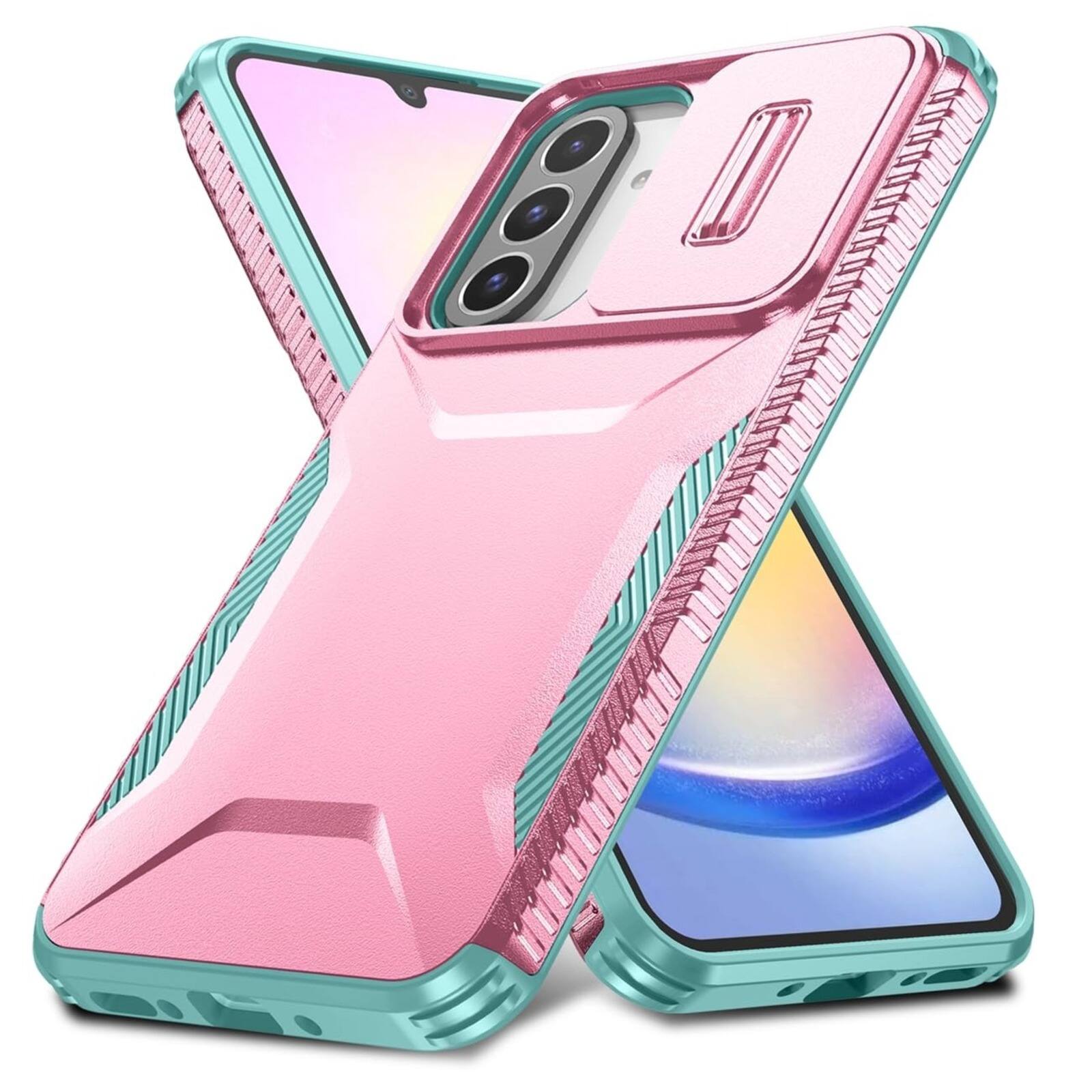 Angle. UUCOVER - For Samsung Galaxy A26 5G Dual Layer Case with Slide Camere Lens Cover, Anti-slip Bumper Drop Protection Phone Shell - Rosegold.