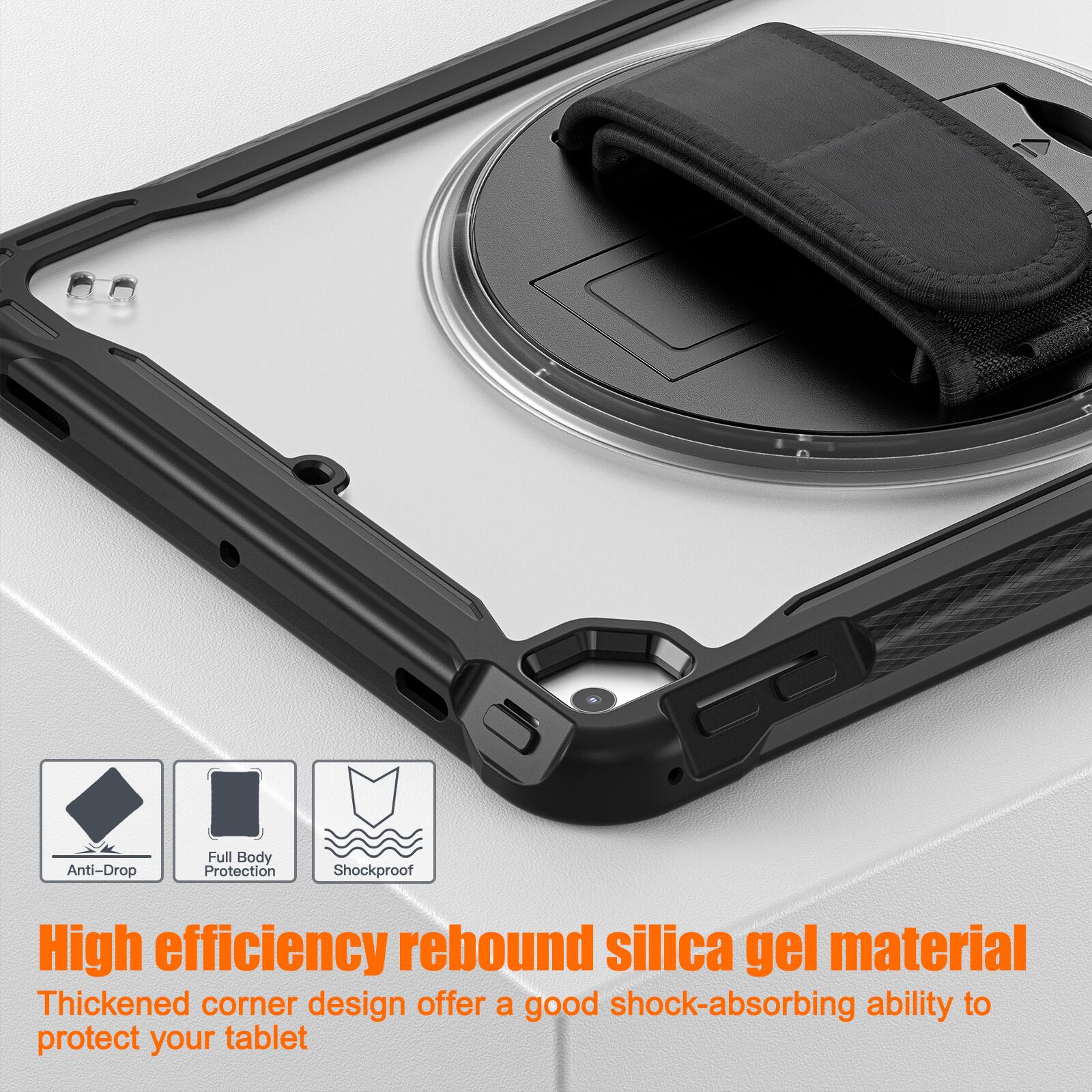 Anti-Drop Full Body Protection Shockproof High efficiency rebound silica gel material Thickened corner design offer a good shock-absorbing ability to protect your tablet