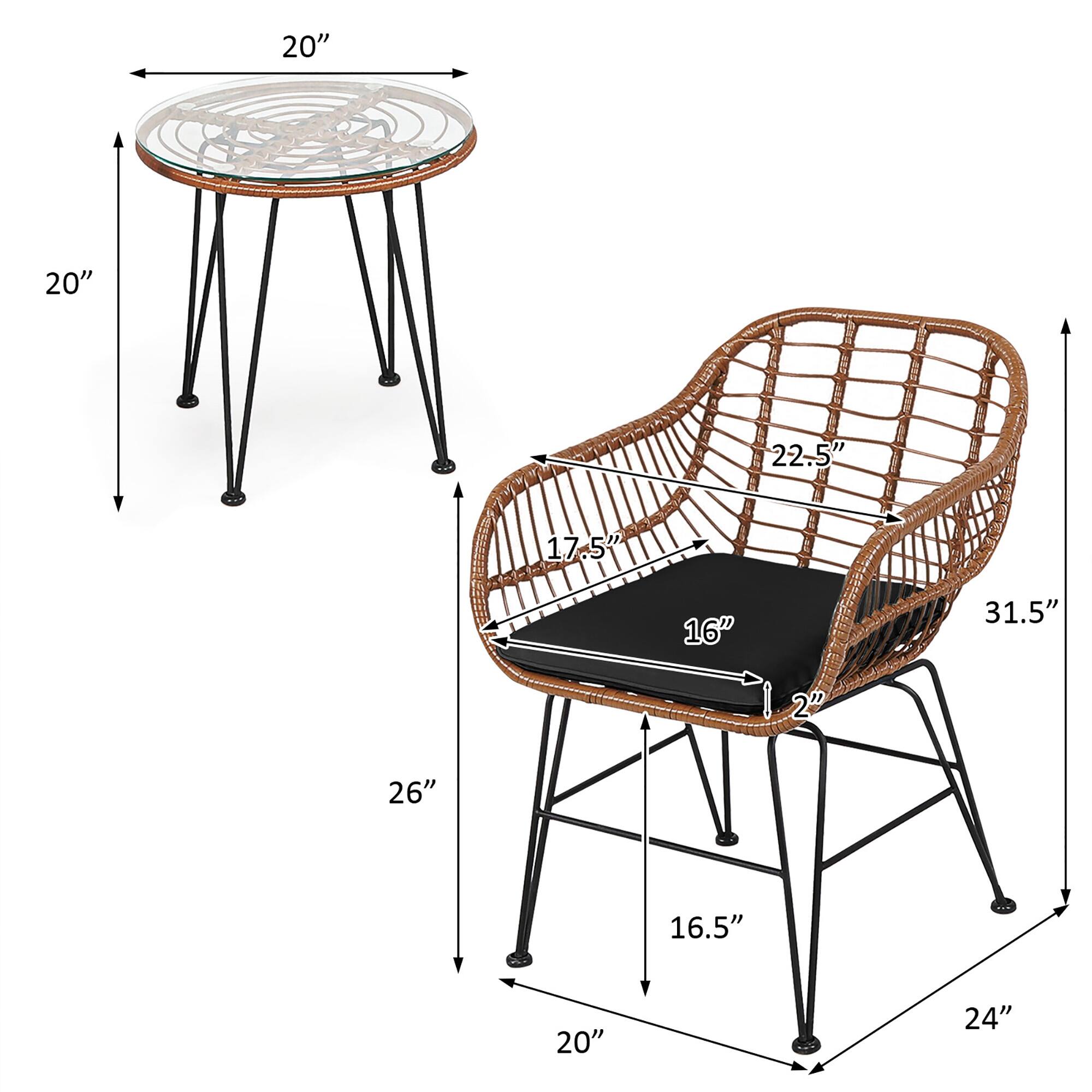 20" 20" 22-5" 17.5" 16" 31.5" 2" 26" 16.5" 20" 24"