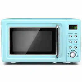 Costway - 0.7Cu.ft Retro Countertop Microwave Oven 700W LED Display Glass Turntable - Green