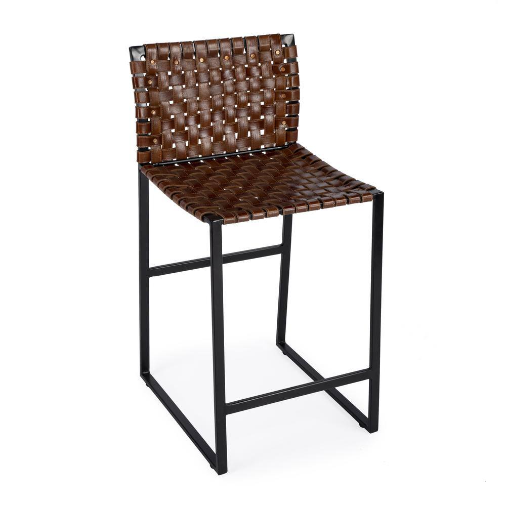 Alt View 3. Butler Specialty - Urban Woven Leather 25" Counter Stool - Medium Brown.
