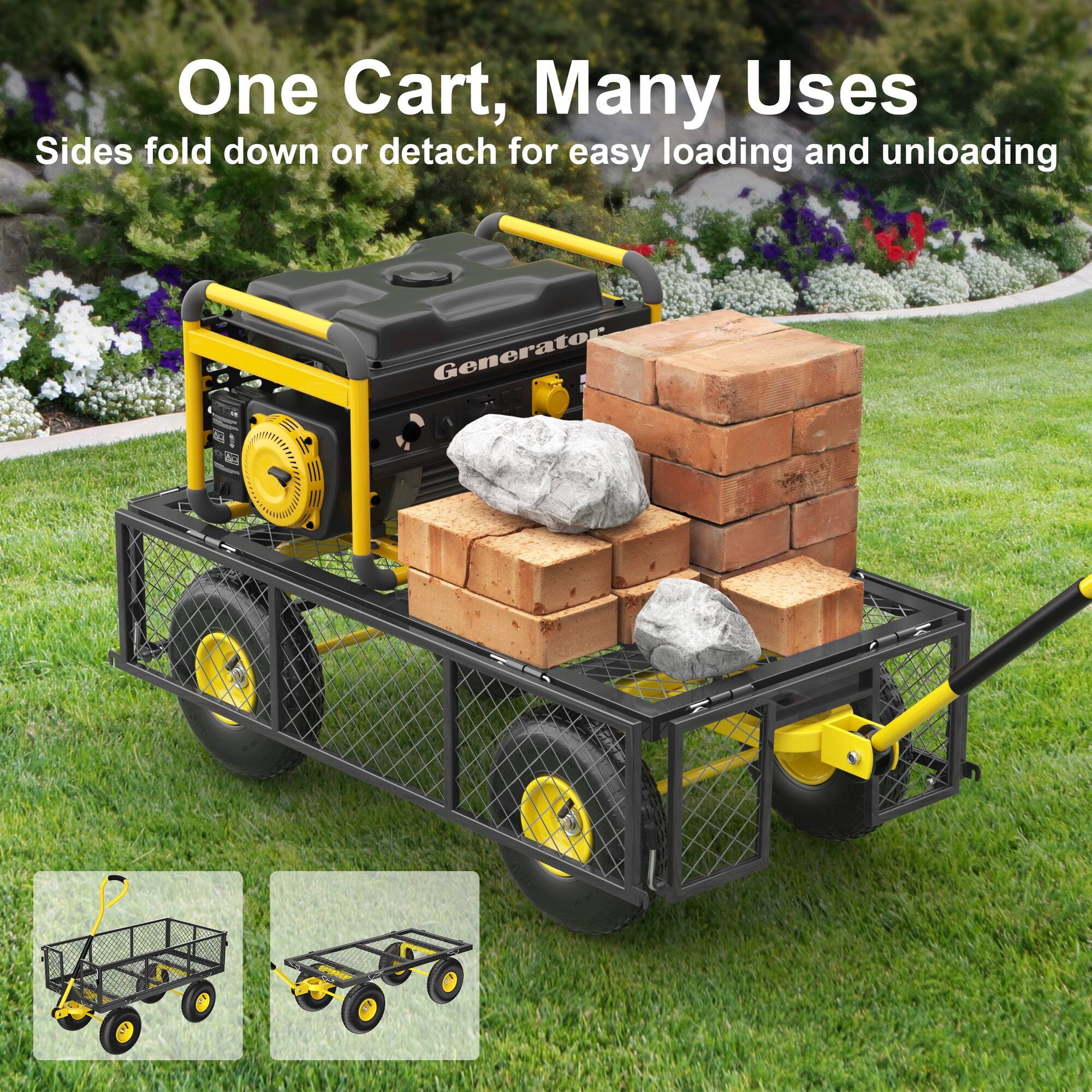 One Cart, Many Uses  
Sides fold down or detach for easy loading and unloading