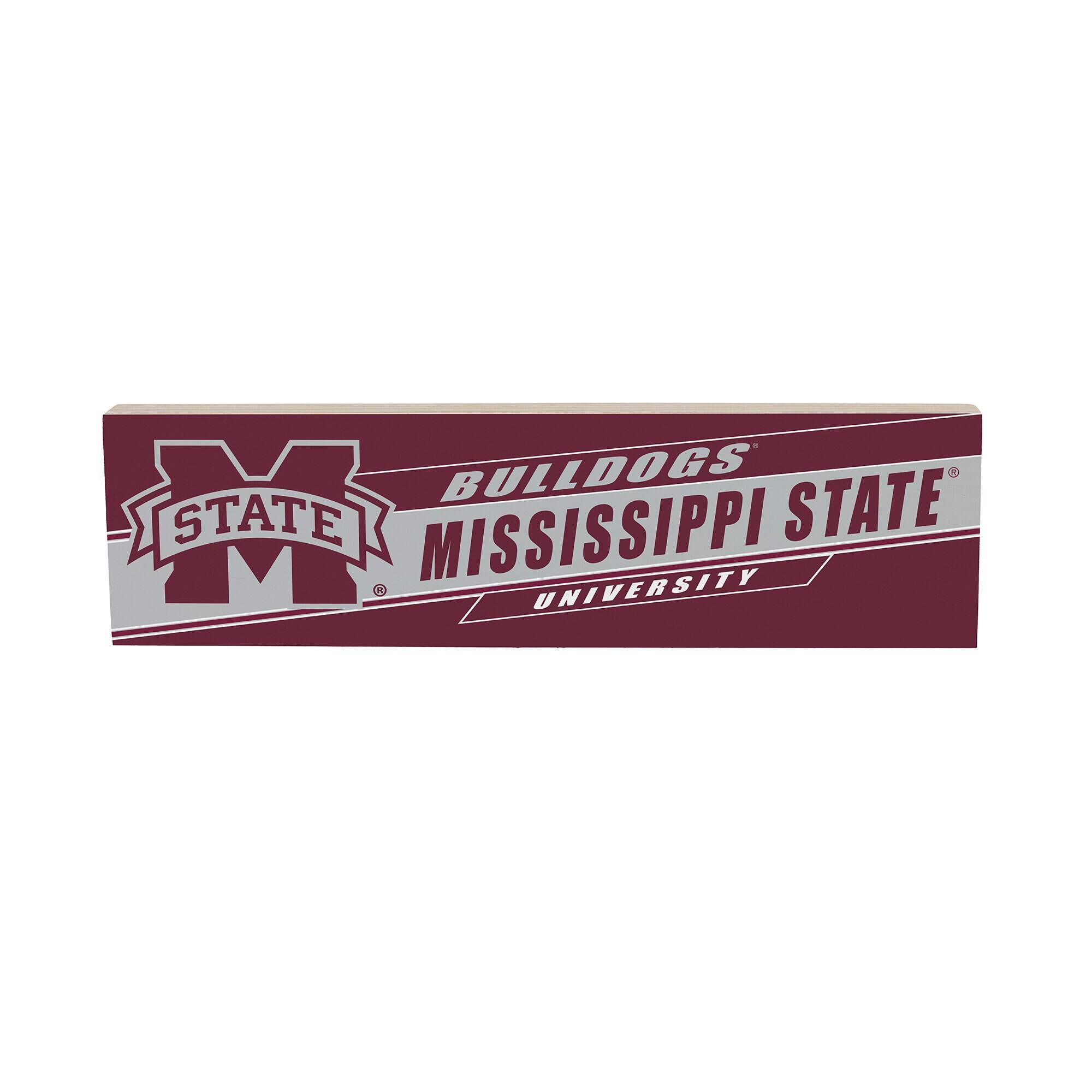 Mississippi State Bulldogs 5" x 18" Shadow Logo Wood Mantle Sign