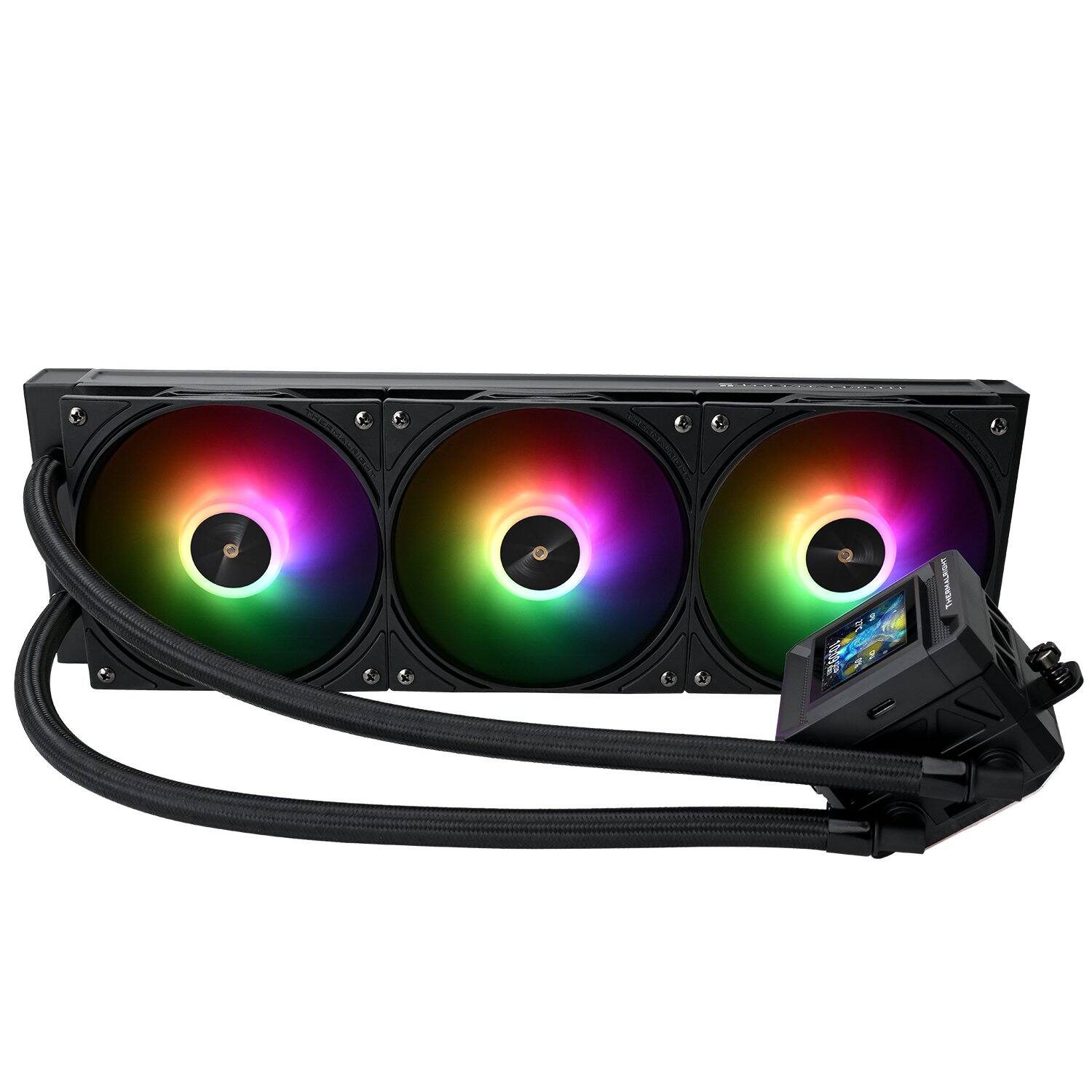Left. Thermalright - Frozen Warframe SE 360 ARGB BL Black-AIO CPU Liquid Cooler, IPS LCD Screen with 320x240 Resolution - Black.