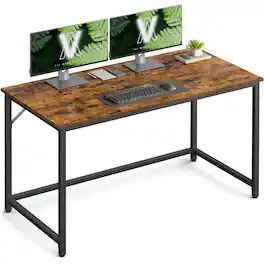 Songmics Home - Computer Desk, Small Office Desk and Workstation, Work Desk for Home Office, Study, Bedroom, 60 x 120 x 76 cm - Rustic Brown and Black