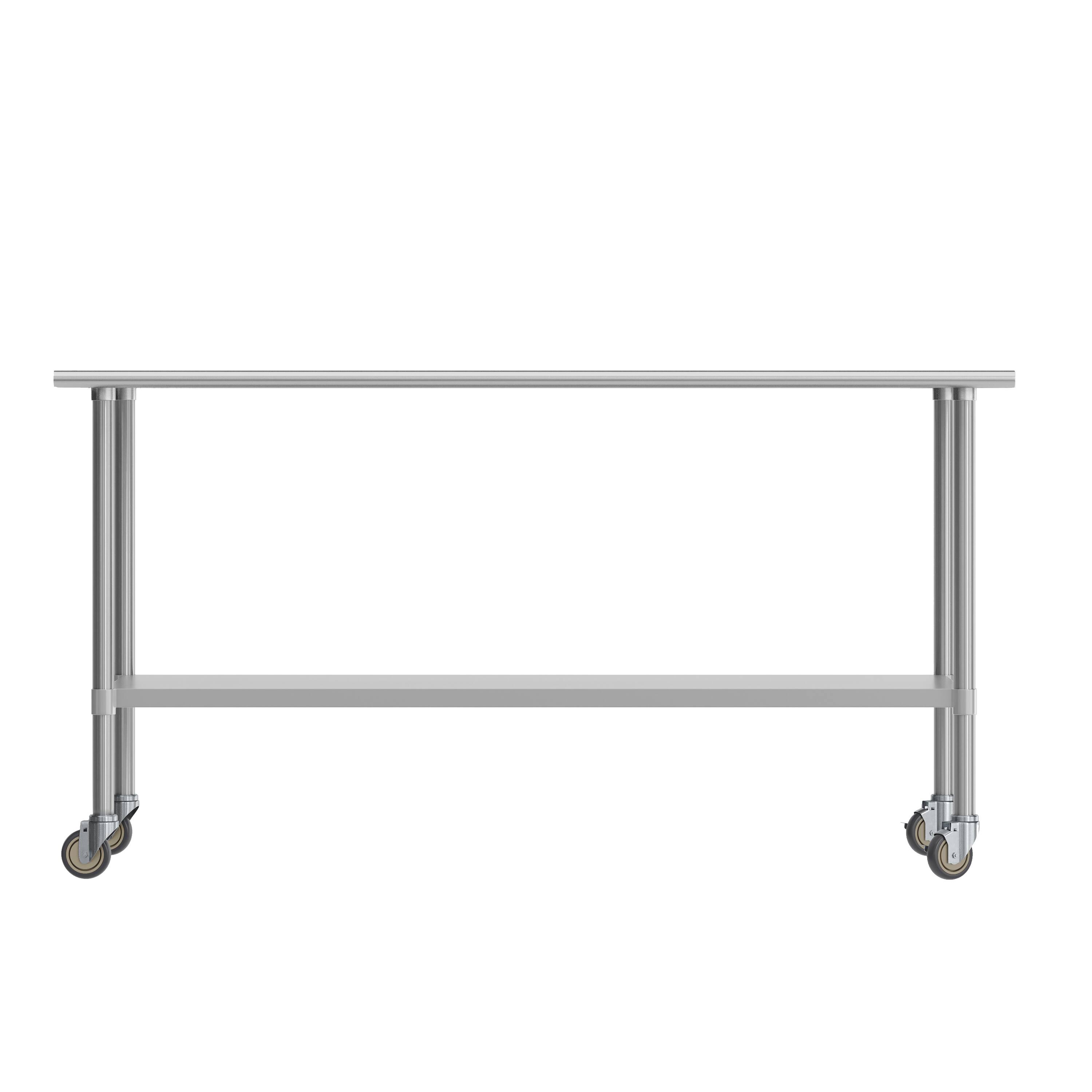 Back. Flash Furniture - Reader Portable Prep and Work Table with NSF Certified 18 Gauge Stainless Steel Top Shelf, Galvanized Steel Undershelf a - Gray.
