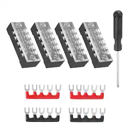 Unique Bargains - Screw Terminal Block 5 Positions, Dual Row, 600V 15A, with Screwdriver & Terminals, 4 Sets - Black