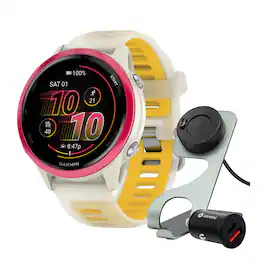 Garmin - Forerunner 570 42mm GPS Running Smartwatch (Raspberry/Mango) Bundle - Raspberry - (2025)