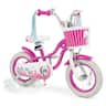 Costway - 12" Kids Bike with Training Wheels Hand Coaster Brakes Adjustable Seat Handlebar - Rose Red