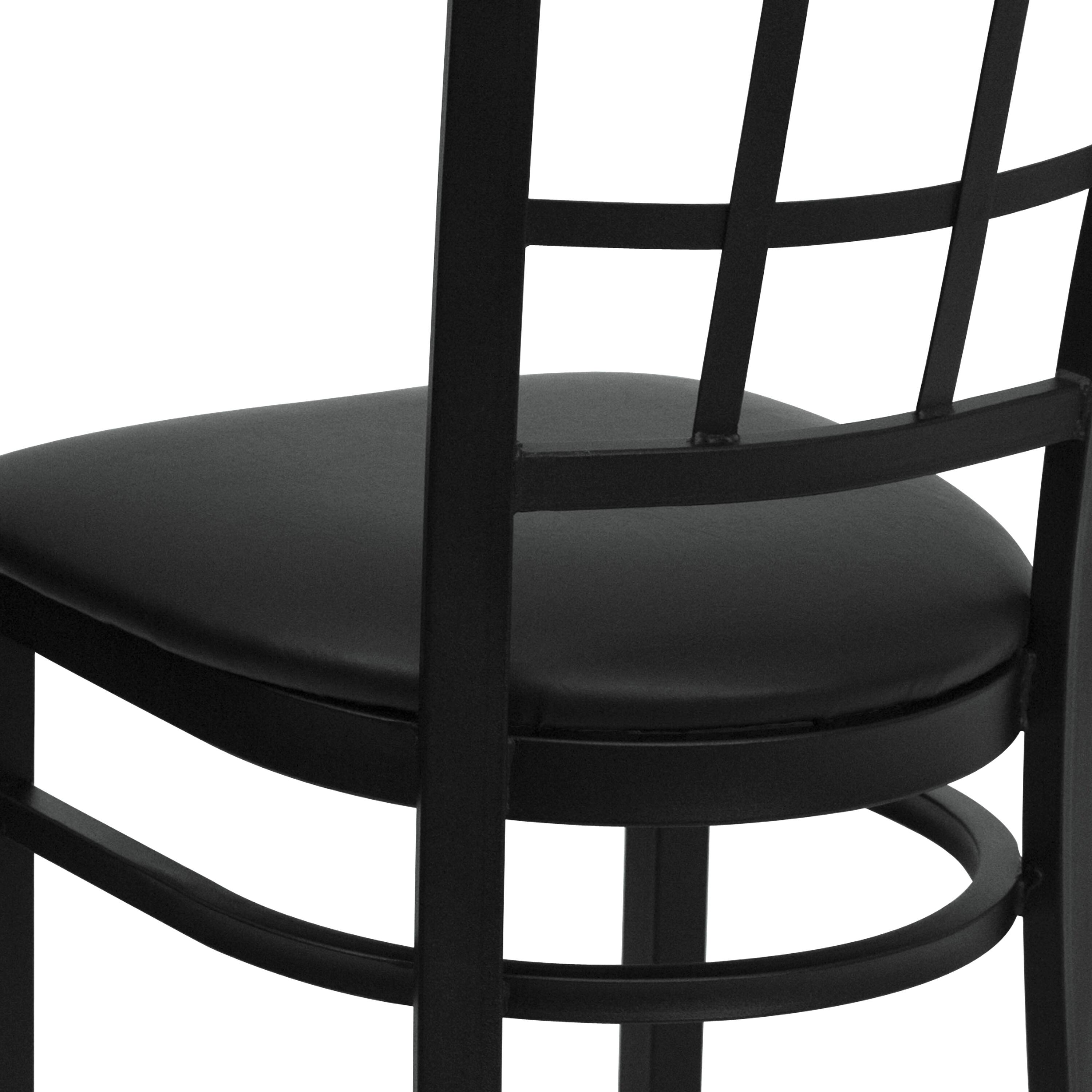Alt View 9. Emma + Oliver - 2 Pack Window Back Metal Restaurant Chair - Black Vinyl Seat/Black Metal Frame.