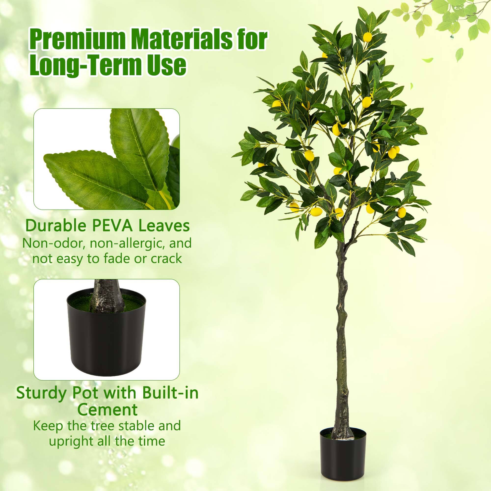 Premium Materials for Long-Term Use

Durable PEVA Leaves
- Non-odor
- Non-allergic
- Not easy to fade or crack

Sturdy Pot with Built-in Cement
- Keep the tree stable and upright all the time