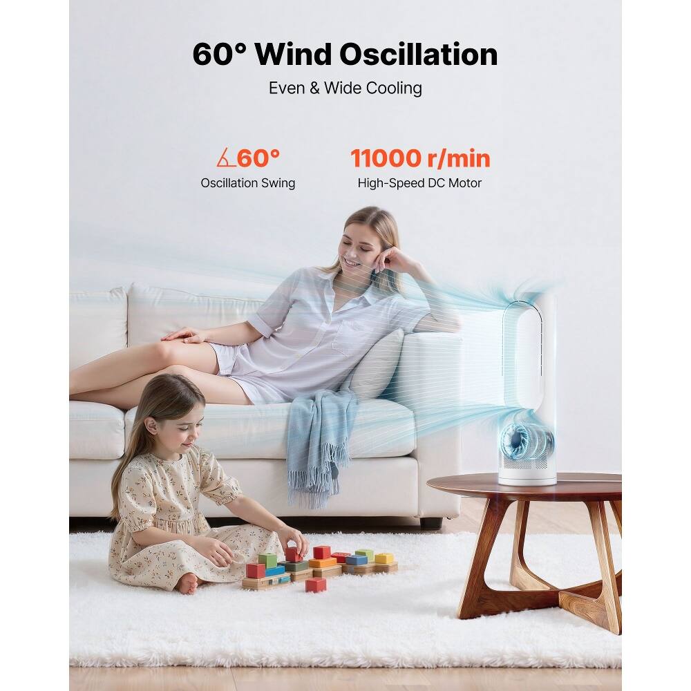 60° Wind Oscillation  
Even & Wide Cooling  
60° Oscillation Swing  
11000 r/min High-Speed DC Motor