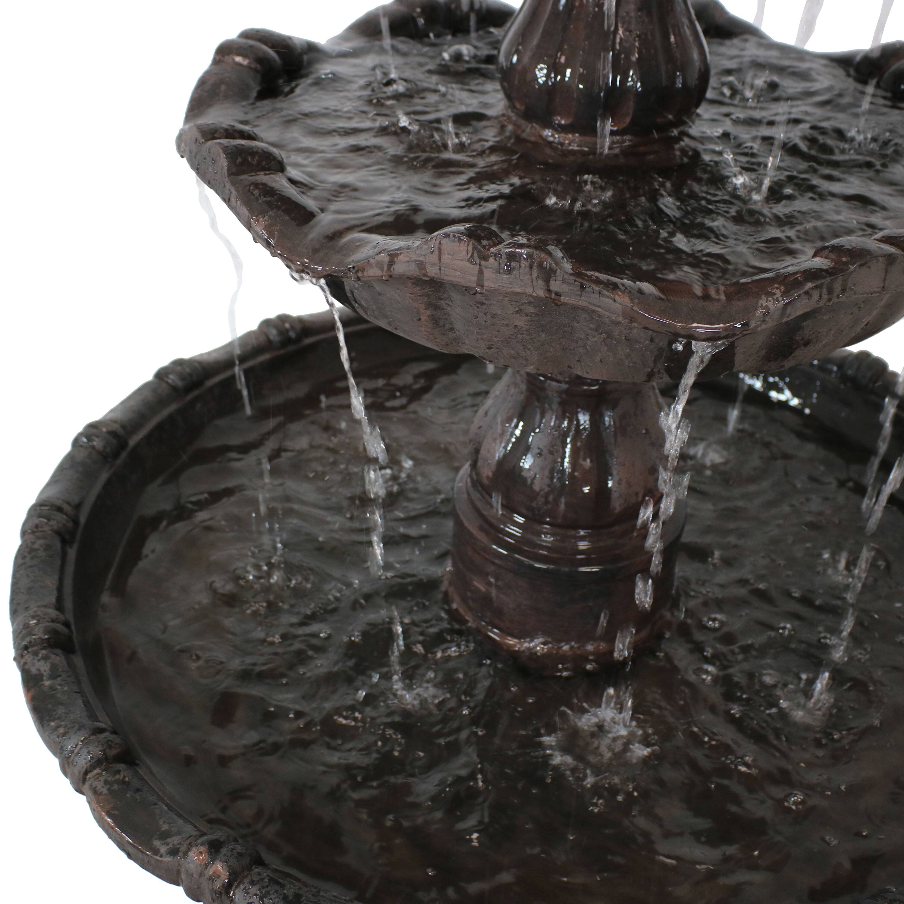 Alt View 9. Sunnydaze - Grand Courtyard Resin Outdoor 4-Tier Water Fountain - Dark Chestnut.