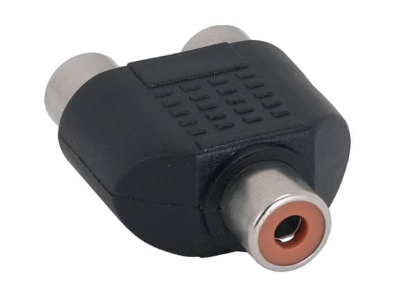 Cable Leader - RCA Mono Female to 2 RCA Mono Female Splitter Adapter - Black
