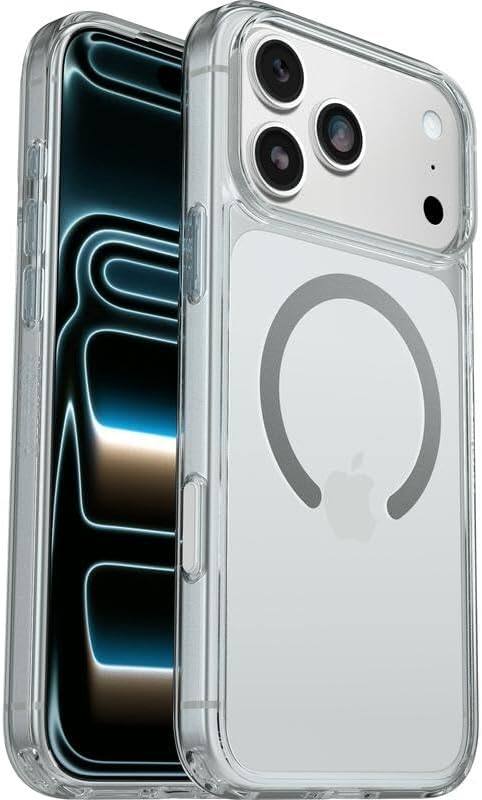 Left. OtterBox - OtterBox iPhone 17 Pro Max (Only) Bundle: Symmetry Series+ Case & Screen Protector - Snaps to MagSafe - Ultra-Sleek - Clear.
