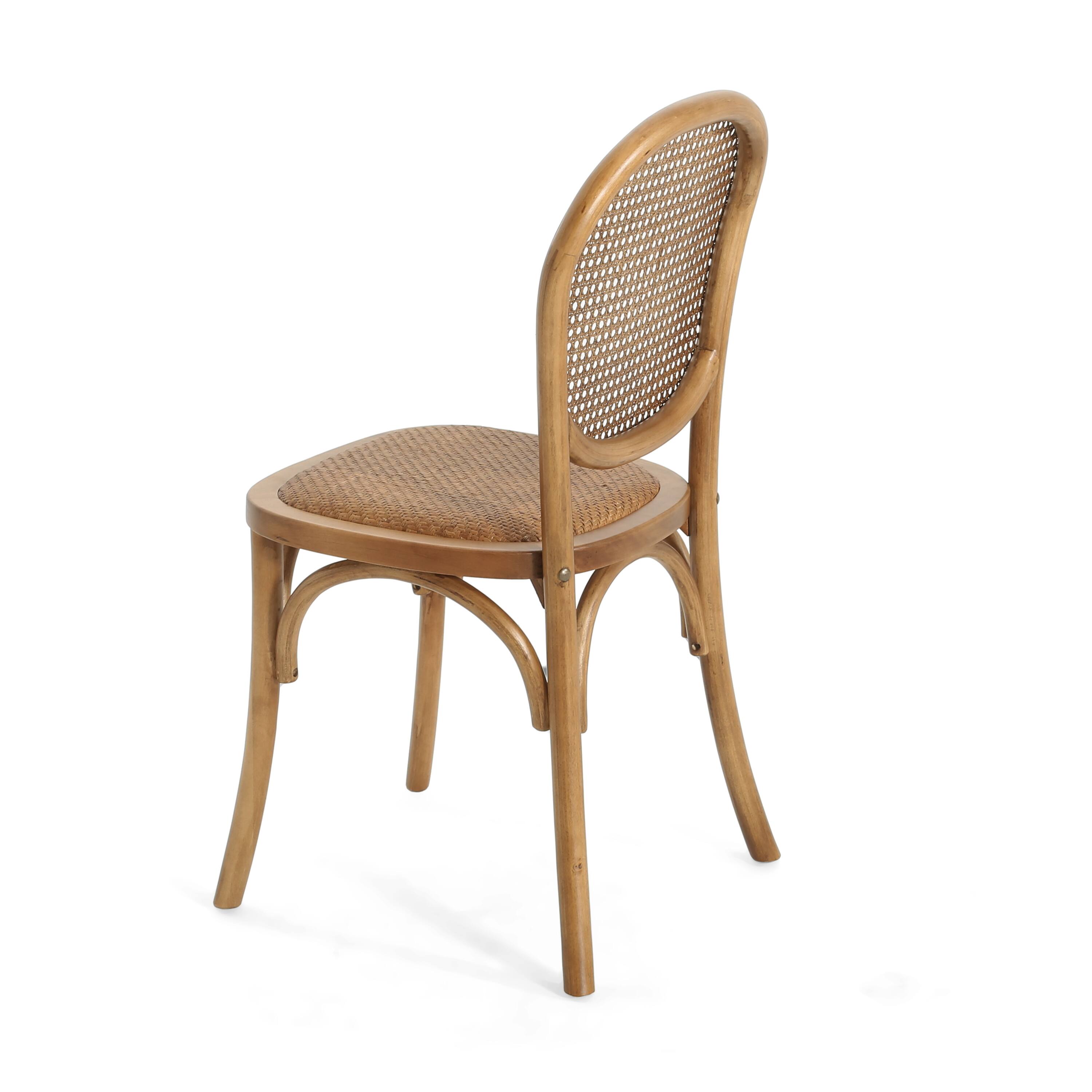 Alt View 2. Mondawe - Set of 2 Rattan and Birch Wood Dining Chairs - Light Brown.