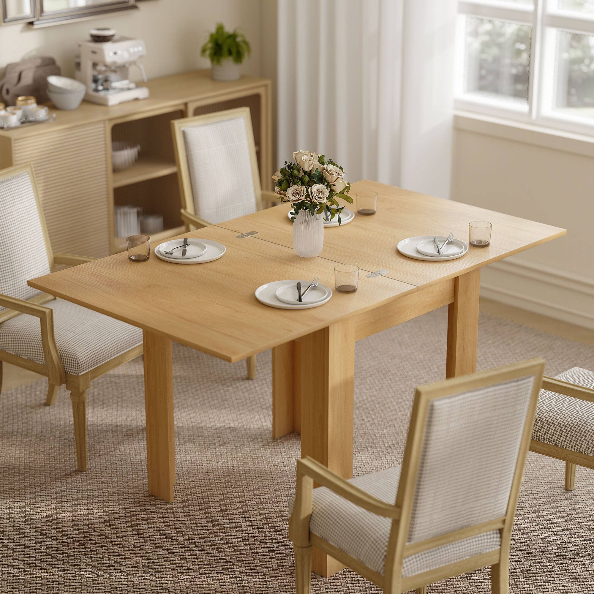 Homcom Table Table for 4 6, Square Folding Dining for Small Spaces ...