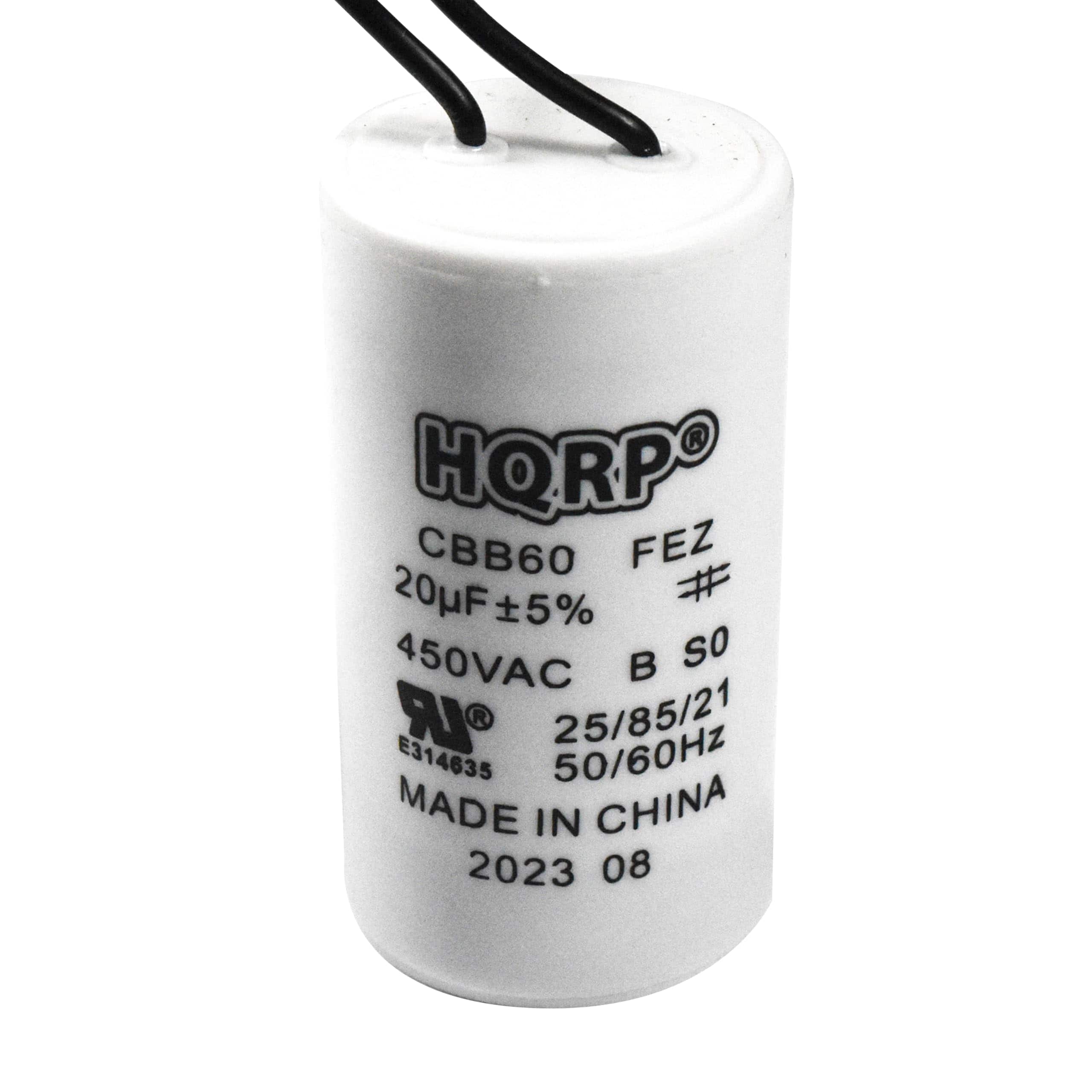 HQRP - 20 uF 450 V AC Motor Run Capacitor Wire Lead CBB60 Cylinder for HVAC Blower Compressor Pump
